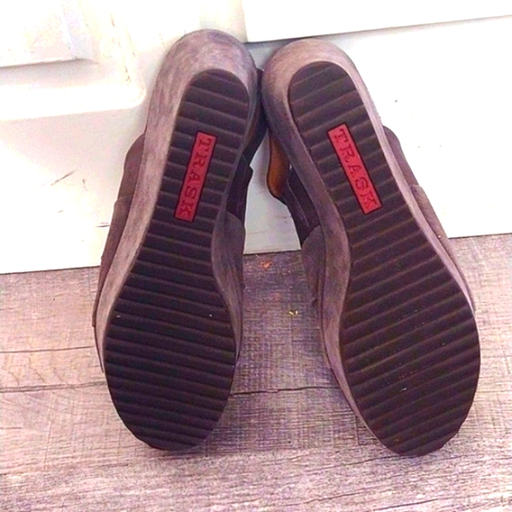 Sundance Shari Wedge Suede Leather Open toe Shoes Size 7.5 Trask - Picture 6 of 9